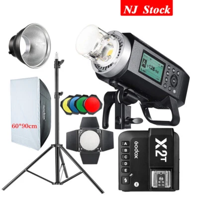 US Godox AD400Pro 2.4G TTL HSS Flash+BD-04+60*90cm Softbox Stand+X2T Trigger Kit - Image 1 of 4