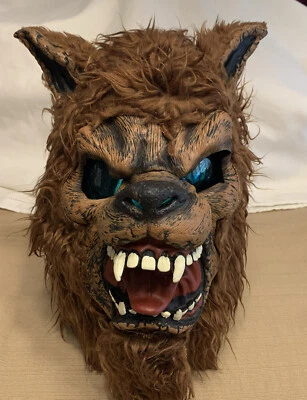 WEREWOLF HALLOWEEN MASK Realistic ADULT BROWN FAUX FUR WOLF COSTUME - Image 1 of 4