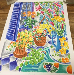 Blue Tiles I Limited Edition Print Lithograph 122/350 Caitlin W ? Artist HELP - Picture 1 of 11