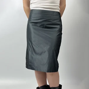 Valentino Metallic Silver Shiny A Line Pencil Knee Slim Skirt US4 IT42 S-M - Picture 1 of 13