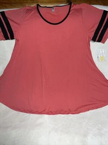 Lularore Perfect T Tunic 🦄 Solid Pink/ Orange Black Trim Shirt XL 18/20 20/22 - Picture 1 of 14