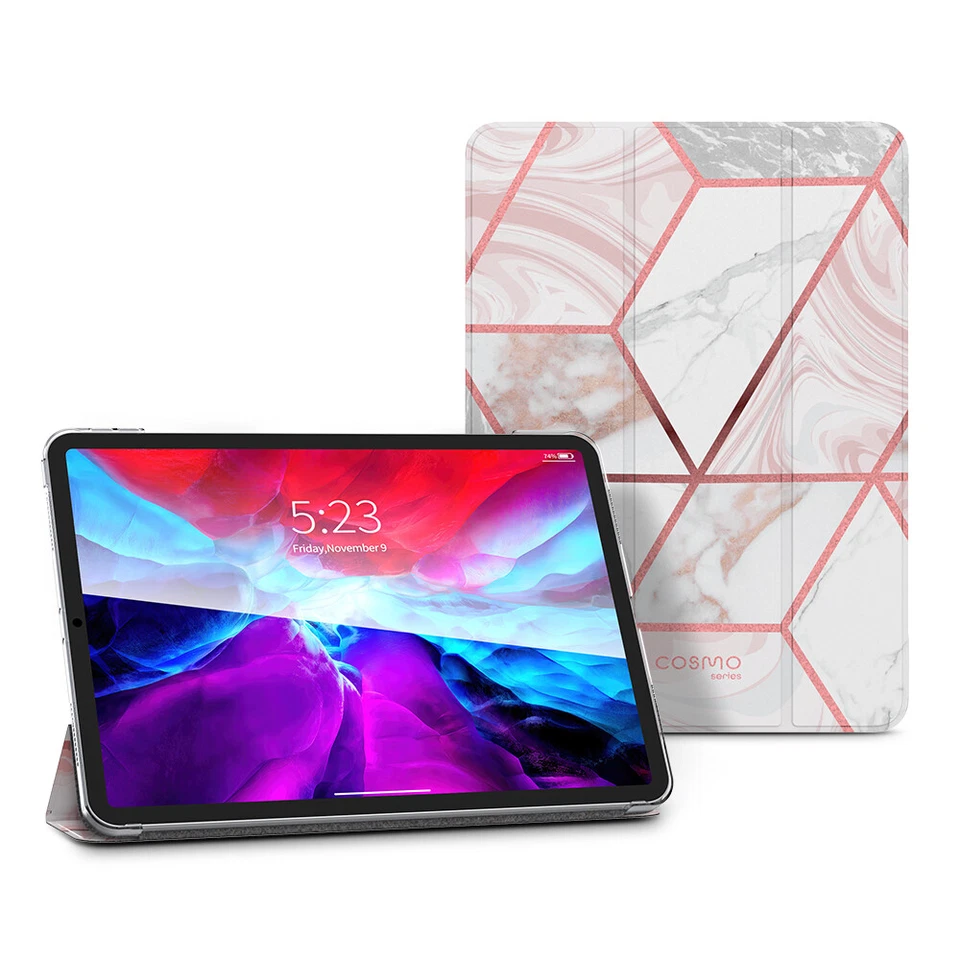 For Apple iPad Pro 12.9" 2020, i-Blason Slim Folding Stand Case Clear Back Cover - Image 1 of 4