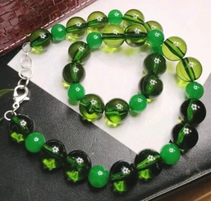 Unsigned URBAN OUTFITTERS "Matty" Dual Toned Green Acrylic Beaded 16" Necklace! - Picture 1 of 9