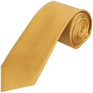Einfache klassische Herren-Krawatte aus Karamell Satin Hochzeit Taufe formelle Abschlussball-Krawatte - Bild 1 von 3