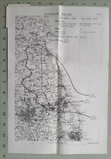 1930 WW1 MAP ZEPPELIN ENGLAND AIRSHIP RAIDS 14th APRIL 1915 BOMBS CASUALTIES 