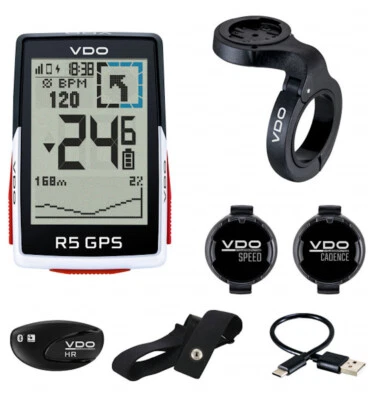 VDO R5 GPS Top Montaggio Set Ciclocomputer Bici Tachimetro Bicicletta Formica + - Immagine 1 di 3