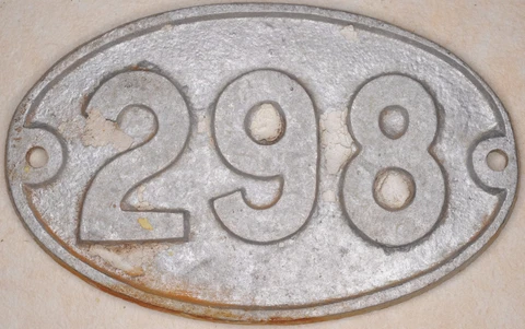 Old English cast metal oval house number 298 door gate plate fence plaque sign Cover