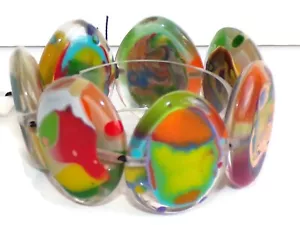 Sobral Nuage Nebula Reversible Oval Beads Artist Made Statement Bracelet - Picture 1 of 7