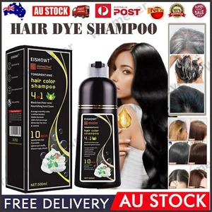 Hair Dye Shampoo Herbal Black Hair Color Shampoo for Gray Hair Coverage 500ML - Picture 1 of 21
