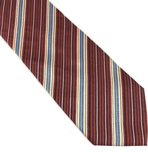 Giorgio Armani Men's Neck Tie 100% Silk Hand Made Italy Striped Career Red (T) - Picture 1 of 5