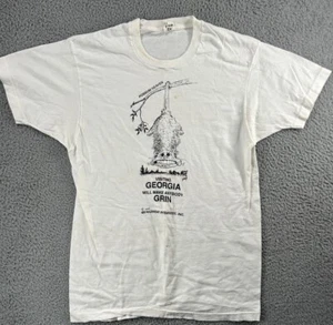 Vtg Single Stitch 80s Fun Comical T-Shirt L Ringer Distressed 1989 Georgia J2 - Picture 1 of 8