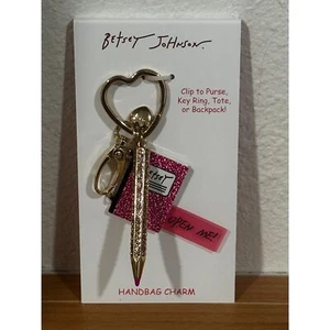Betsey Johnson Valentine Kristall Stift & Notizbuch Taschenanhänger Neu mit Etikett - Bild 1 von 5