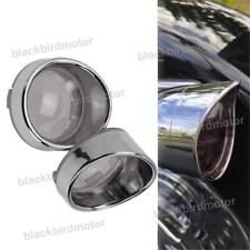 2X Turn Signal Light Lens Cover Chrome Bezels Visor For Harley Davidson Softail