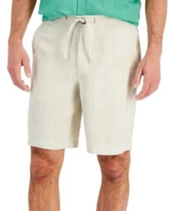 Pantalones cortos de vestir Club Room Luxury para hombre XL 100 % lino con cordón elástico blanco - Imagen 1 de 9