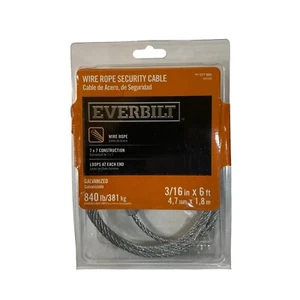 Security Cable Galvanized Steel Uncoated Wire Rope 840 lb 3/16 in. x 6 ft. - Picture 1 of 9