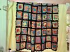 vintage handmade crochet/ Knitted Afghan  blanket Granny Squares 54x45