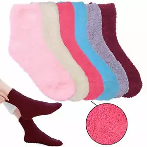 6 Pairs Ladies Cozy Socks Plush Fuzzy Soft Warm Slipper Women Pastel Colors 9-11 - Picture 1 of 1