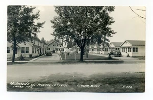 Coches antiguos Oscoda MI Iosco County, Brubaker's Cottages, postal RPPC, "bodas" - Imagen 1 de 2