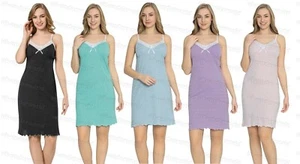 Ladies Chemise Strappy Lace Cotton Nightwear Nightie Summer Short Nightdress - Picture 1 of 7