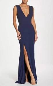 VESTIDO LA POBLACIÓN Vestido Trompeta Sandra Grande Azul Medianoche Crepé. 15 - Imagen 1 de 11