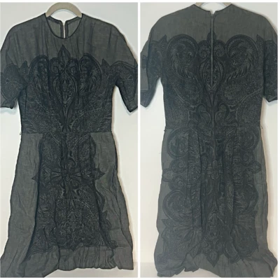 Vestido Vintage Años 50 L'aiglon Estampado Cachemira Marrón Gris Negro Talla 18? Foto 1 de 4