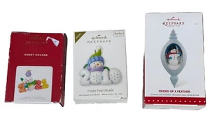 Hallmark Keepsake Snowman Christmas Tree Ornaments Lot Of 3 - Picture 1 of 15