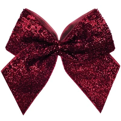 RUBY SPARKLY BOWS Large 10cm Dark Red Burgundy Glittery Self Adhesive Craft Gift