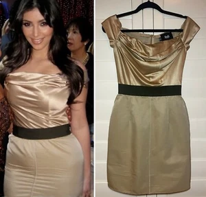 Dolce & Gabbana Off Shoulder Mini Dress 40 4 Small Silk Wool Cocktail Kardashian - Picture 1 of 12