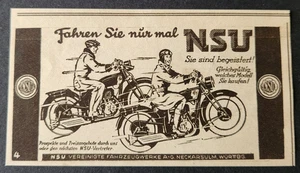 1. NSU Fahrzeugwerke Neckarsulm Motorräder Werbeanzeige Werbung Reklame 1929 - Bild 1 von 1
