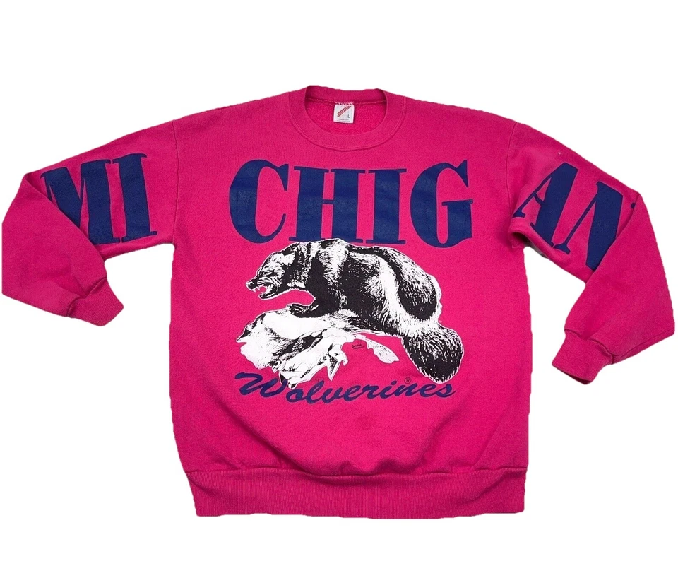 Sudadera De Colección Michigan Wolverines Adulto Grande Cuello Redondo Suéter AOP 90s RARA Foto 1 de 4