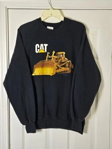 Vintage 80s CAT Caterpillar Bulldozer Sweatshirt Herren Gr. XL Schwarz Made In USA - Bild 1 von 5