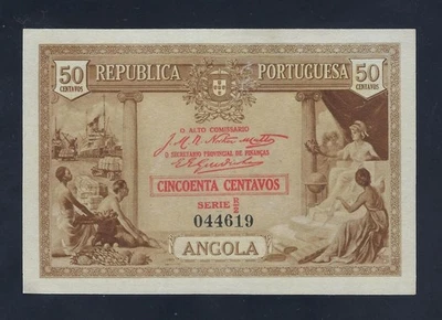 Portugal Portuguese Angola 50 Centavos 1923 P-63 AU-UNC - Image 1 of 2