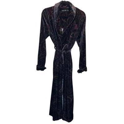 Bata de baño Ralph Lauren envolvente para mujer talla M terciopelo cachemir cinturón largo terciopelo púrpura Foto 1 de 4