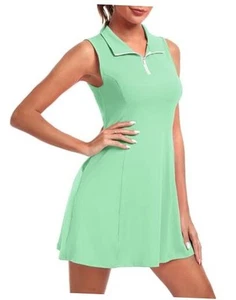Women's Golf Tennis Dress Athletic Workout Dress with Medium 13 Light Green - Picture 1 of 6