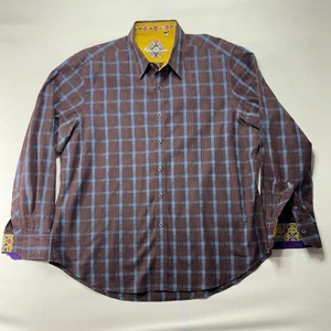 Robert Graham langärmliges lila blau kariertes geknöpftes Herrenhemd - Größe 3XL - Bild 1 von 6