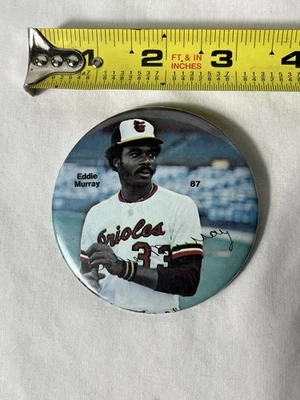 Vtg Baltimore Orioles Eddie Murray 3 inch picture button 80s - Image 1 of 2