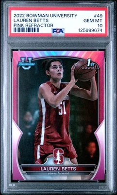 2022 BOWMAN CHROME UNIVERSITY PINK REFRACTOR #49 LAUREN BETTS PSA 10 - Image 1 of 2