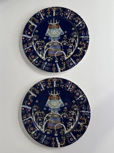 2 platos de cena iittala Taika porcelana azul Klaus Haapaniemi Finland Owl - Imagen 1 de 11