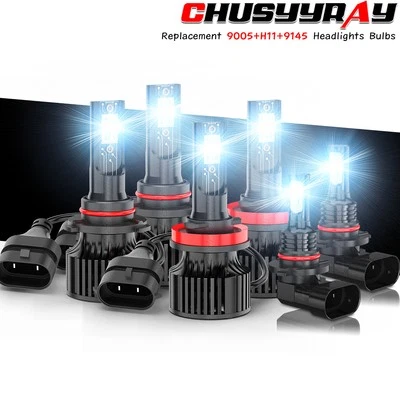 For Lexus ES350 2010-2012 Combo LED Headlight Fog Light Bulbs Kit 6000K WHITE - Image 1 of 4