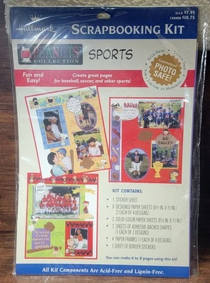 Hallmark Peanuts Sports Scrapbooking Kit Charlie Brown Snoopy Stickers Paper NEW - Image 1 of 2