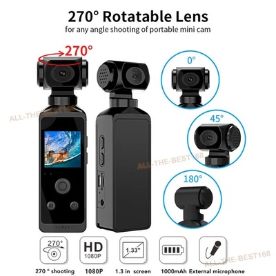 4K HD Pocket Action Camera 270° Rotatable Vlog Wifi Mini Sport Camera Waterproof - Image 1 of 4