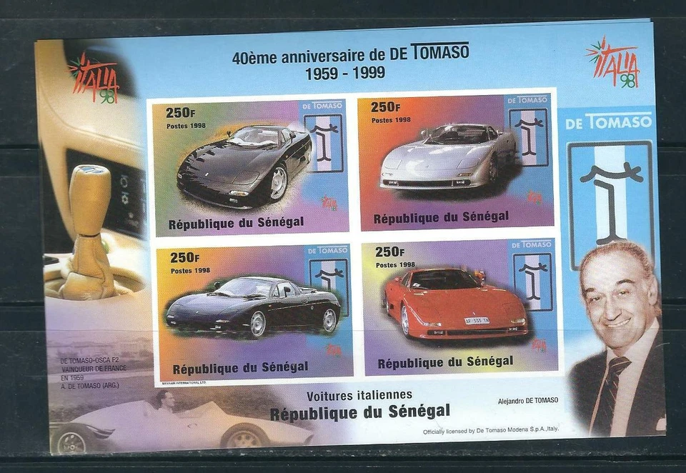 Senegal SC # 1346 40th Anniversary De Tomaso Automobiles. Imperforated . MNH - Image 1 of 1