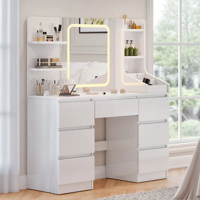 Dressing Table with 3 Colors LED Mirror Vanity Table Adjustable Brightness - Image 1 of 4
