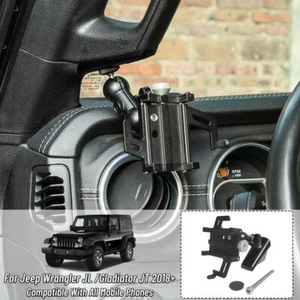 A-Pillar Phone Holder Mount Stand Fits 2018+ Jeep Wrangler JL & 2020+ Gladiator - Picture 1 of 10