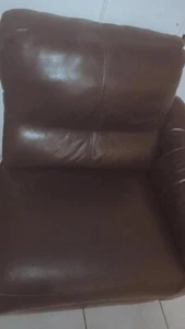 L shape Brown Faux Leather 3-Piece Couch Living Room Sofa Set with Ottoman - Picture 1 of 2