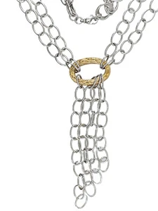 SIGNED MI ITALIAN SOLID 14K GOLD OVAL CHAIN LINK LARIAT NECKLACE ~ 16" / 20.3g - Picture 1 of 14