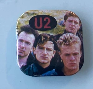 U2 BONO THE EDGE SQUARE SHAPED OLD METAL PIN BADGE FROM THE 1980's - Picture 1 of 2