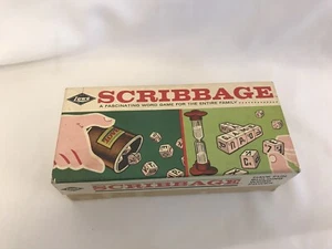 Vintage Original 1963 Word Game SCRIBBAGE Lowe COMPETE In Box Family Fun A - Picture 1 of 9