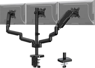 MOUNT PRO Triple Monitor Mount for 13-27 inch Screens, 3 Desk Black  - Image 1 of 4