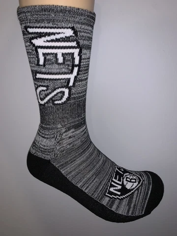 BROOKLYN NETS NBA LOGO MENS MARBLE GREY CREW LENGTH SOCKS LARGE Cover